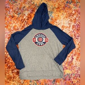Chicago Cubs Hooded Long Sleeve Tee – Gray & Navy Raglan